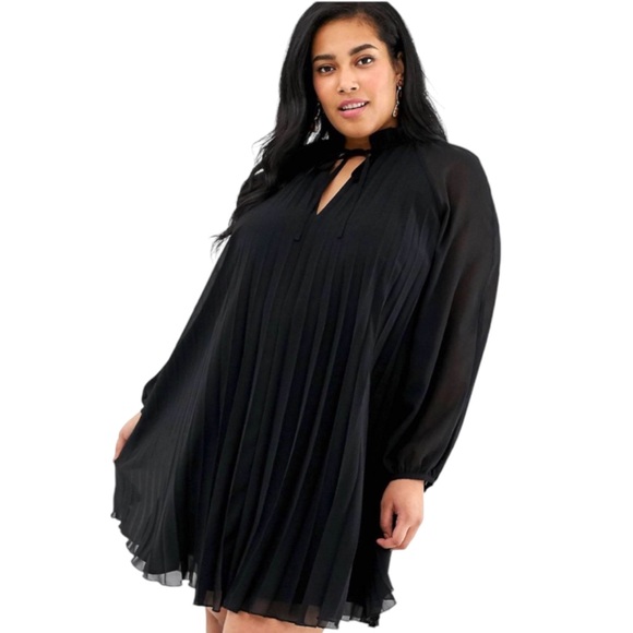 ASOS Red Chiffon Pleated Trapeze Dress w. Ruffle Neckline & Tie - Size 10 - Picture 3 of 16